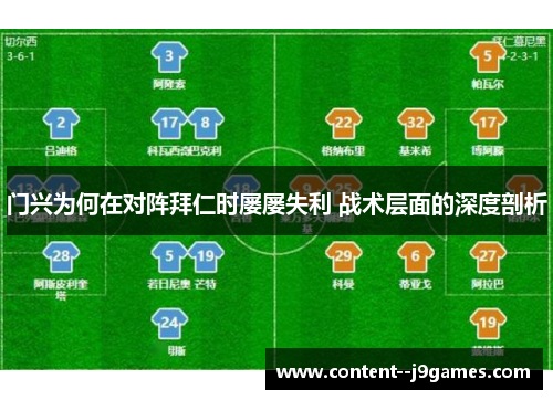 门兴为何在对阵拜仁时屡屡失利 战术层面的深度剖析